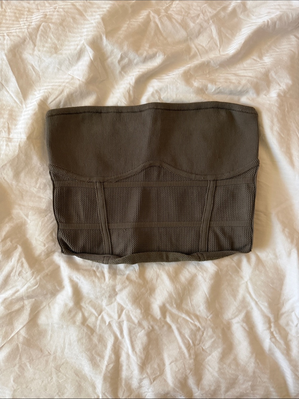 Forever 21 Olive Green Strapless Ribbed Tube Top